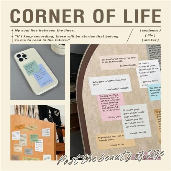 Vintage Quote Sticker Pad 246 Pcs Motivational Journal Scrapbook Stickers - Picture 5 of 7